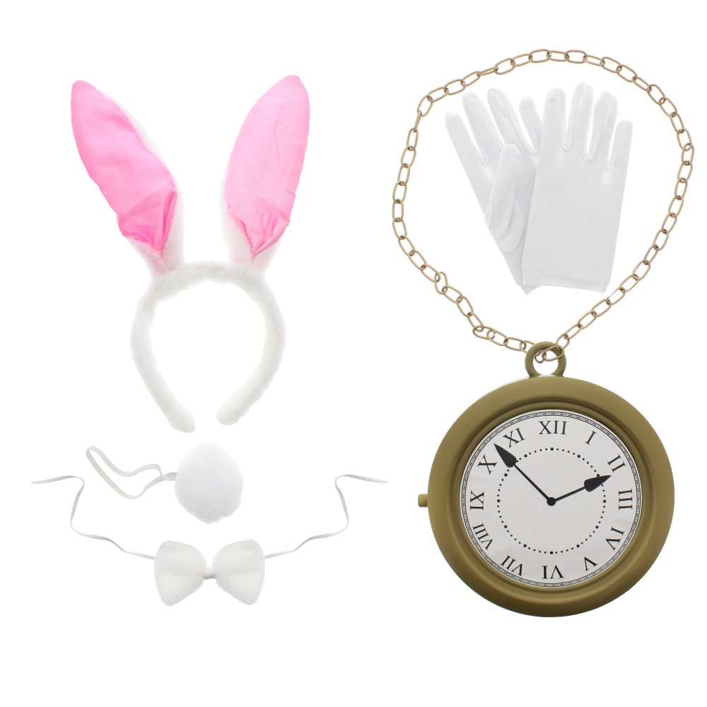 Zac's Alter Ego - 5 Piece Alice in Wonderland Kit met roze konijn Ensemble d'accessoires de costume - Multicolore